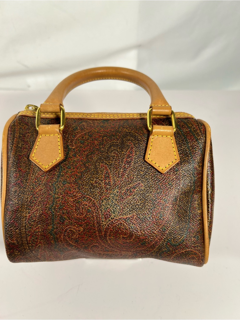 3086: Vintage Etro Paisley Mini Barrel Bag Italy 1996 Rare - Picture 3 of 16